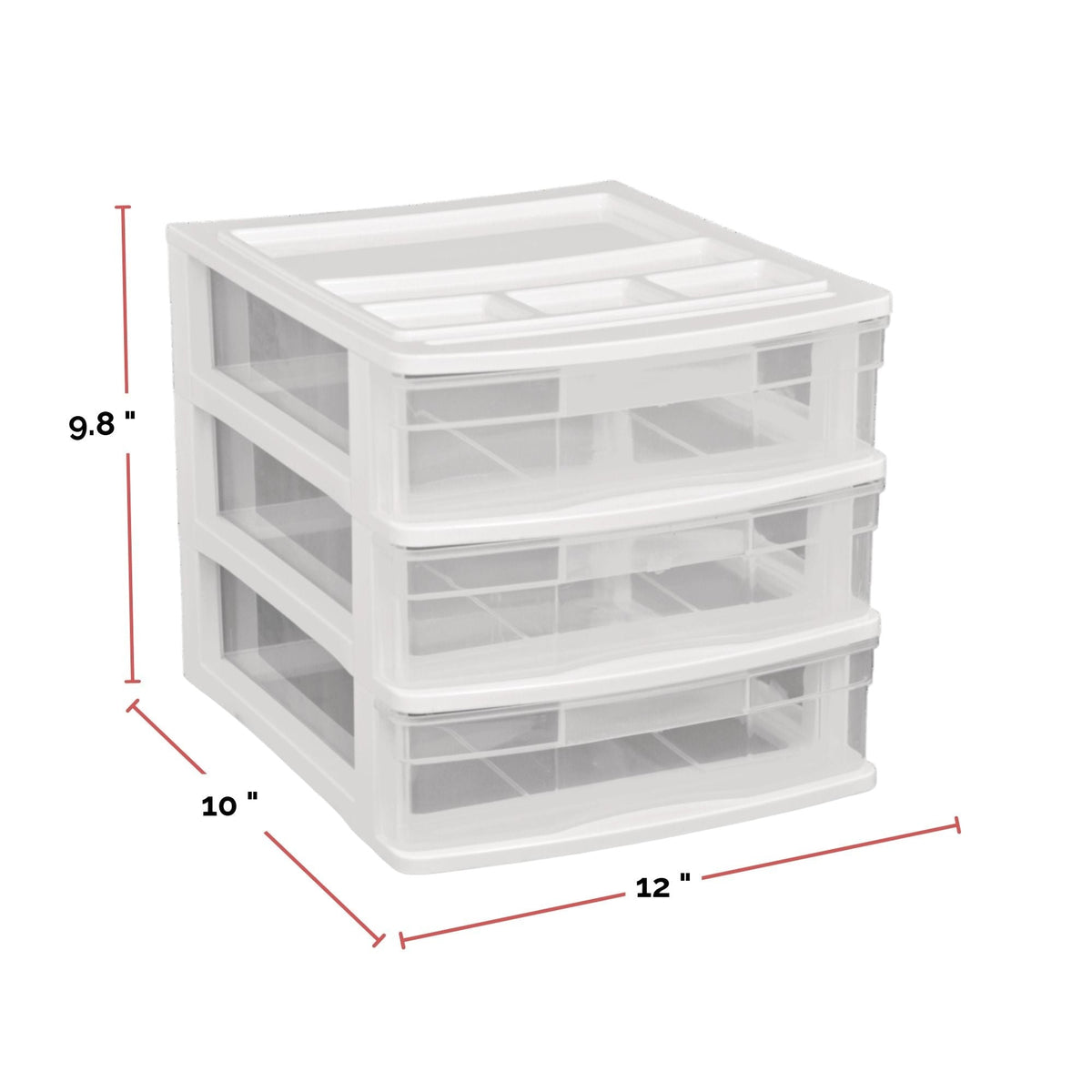 type A Desk Clear White Frame 3-Drawer Storage Tower, 10-in F3O9 - product image 4
