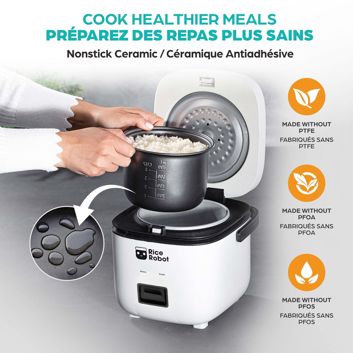 Ceramic Nonstick Rice Cooker, White, 1-qt C2W3 - product image 6