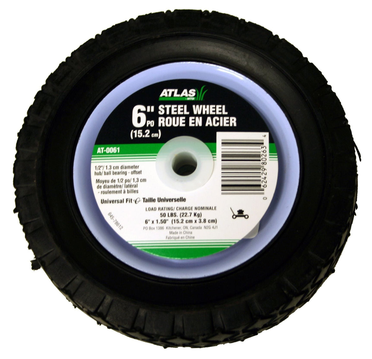 Steel Lawn Mower Wheel with Ball Bearings, 6-in x 1.5-in G8S1 - product image 1