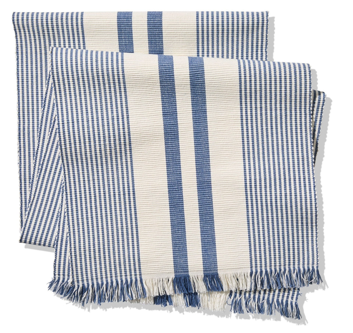 Blue Ribbed Rectangular Cotton Table Runner, 84-in x 15-in F1A5 - product image 1