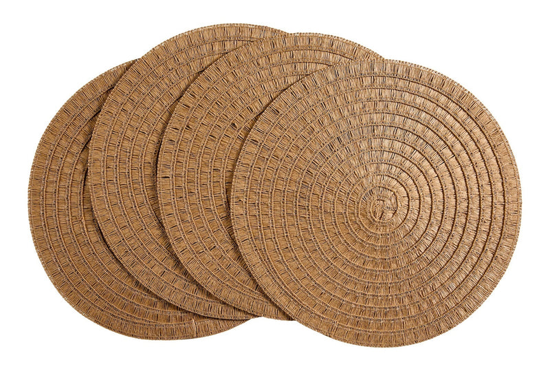 Crochet Natural Placemats, Round, Hand-woven, 4-pk X7H6