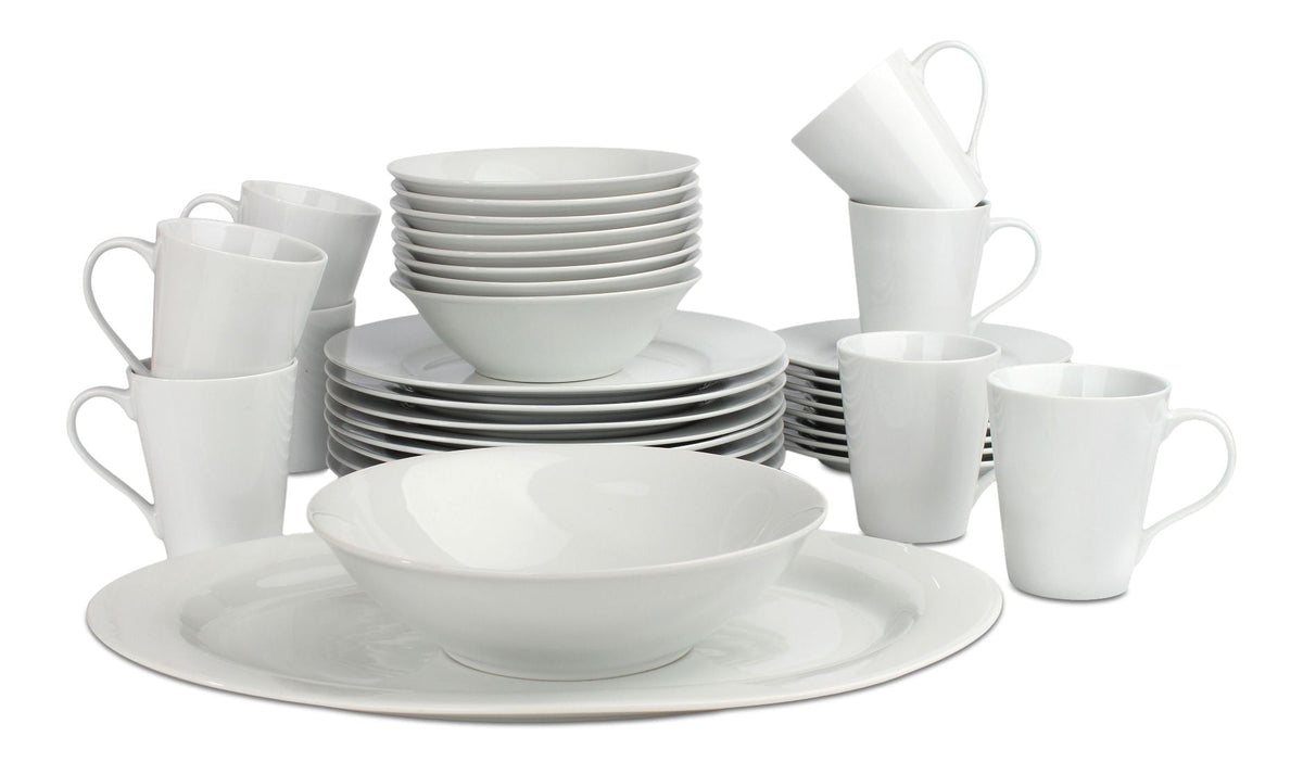 Lauren 34pc Porcelain Dinnerware Set, Serves 8, White F5P4 - product image 1