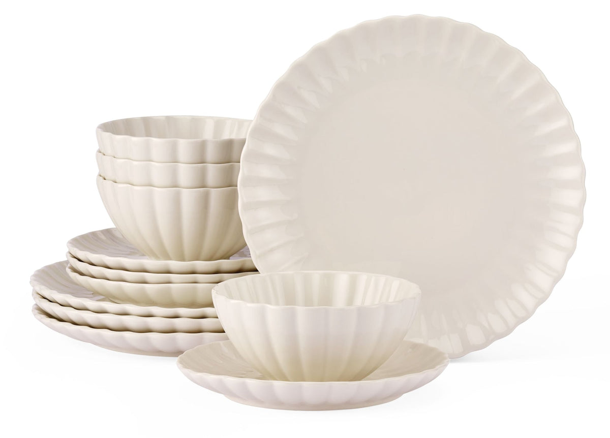 Odessa Scalloped Porcelain Dinnerware Set, 12-pc, White U4X9 - product image 1