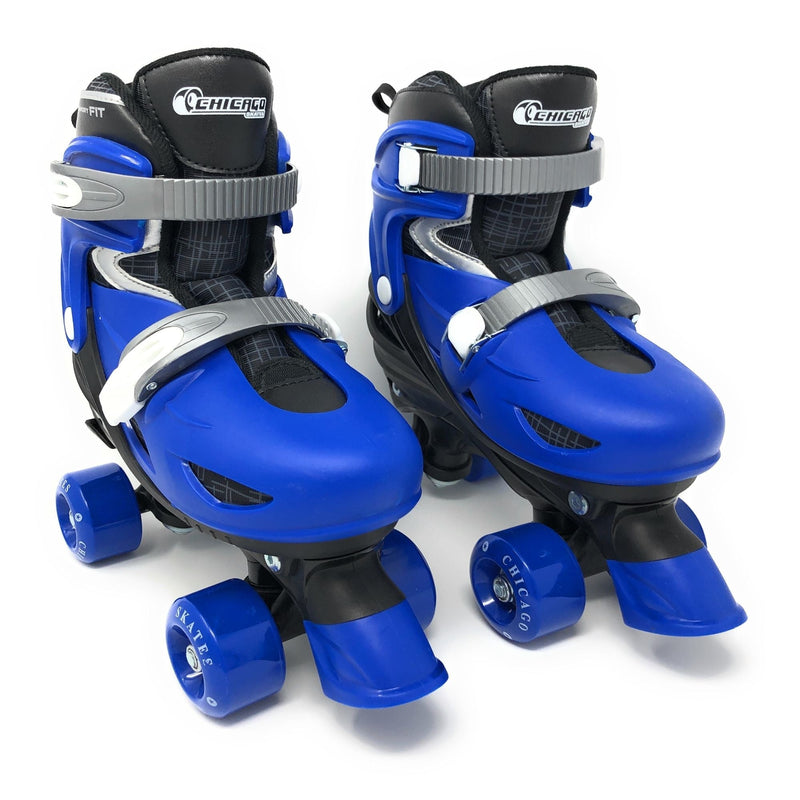 Skates Kids' Adjustable Quad Rollerblades Bundle, Blue M2C5