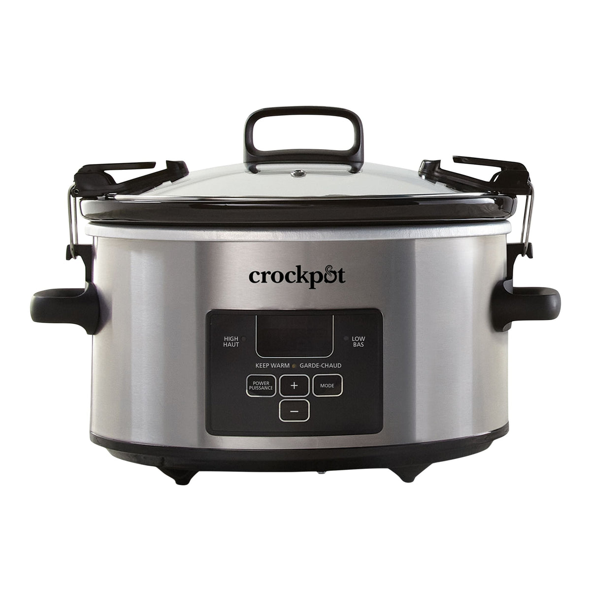 Digital Programmable Slow Cooker with Locking Lid, Feeds 4 People & More, Stainless Steel, 4-qt T0F3 - product image 1
