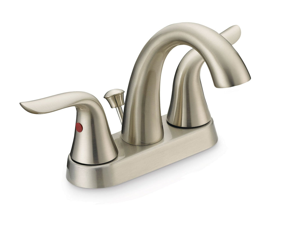 Plymouth Double Handle 4-in Centreset Bathroom Sink Faucet with Pop-Up Drain, Brushed Nickel H5Z9 - product image 1