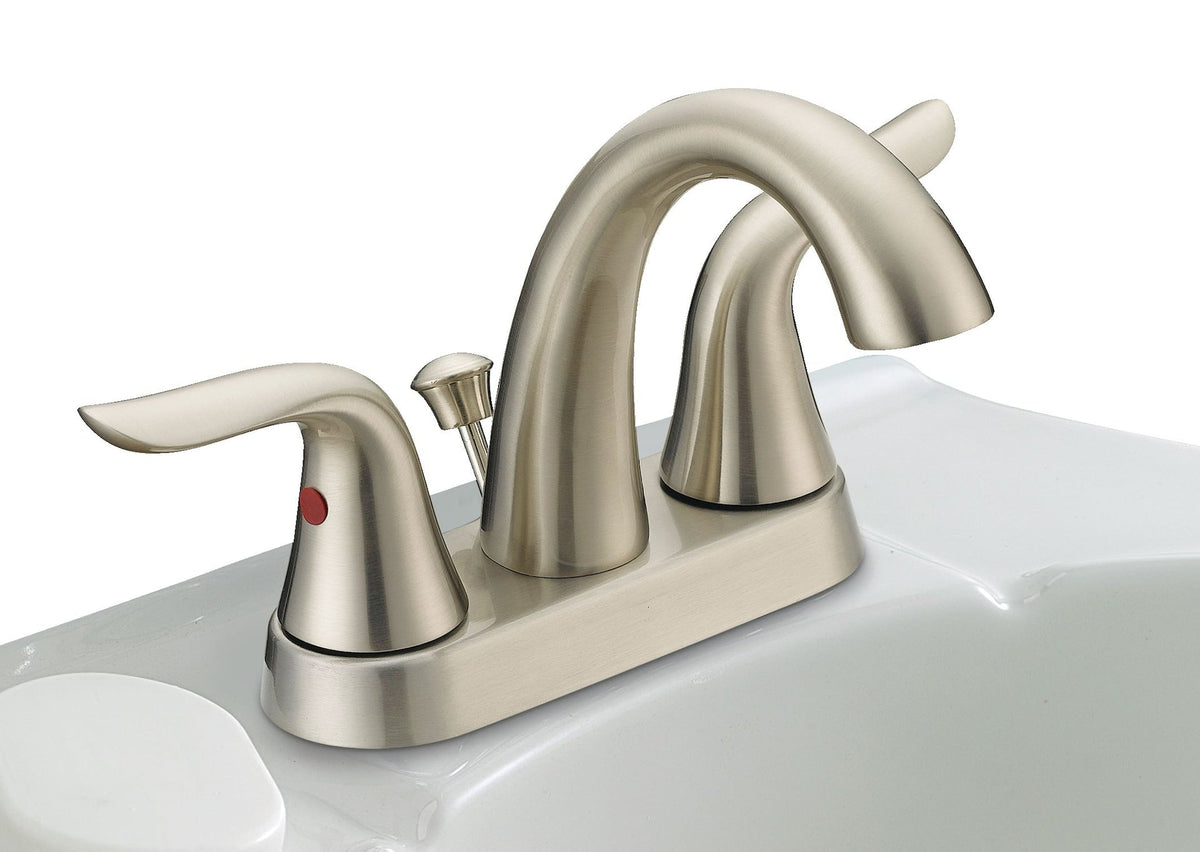 Plymouth Double Handle 4-in Centreset Bathroom Sink Faucet with Pop-Up Drain, Brushed Nickel H5Z9 - product image 2