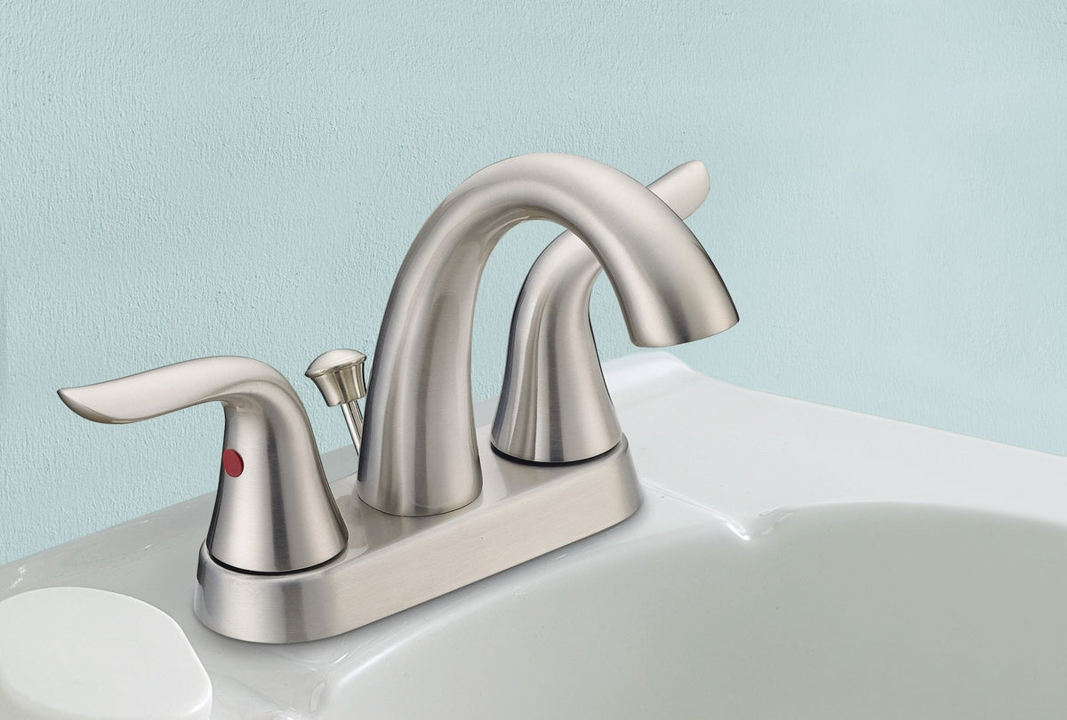 Plymouth Double Handle 4-in Centreset Bathroom Sink Faucet with Pop-Up Drain, Brushed Nickel H5Z9 - product image 4