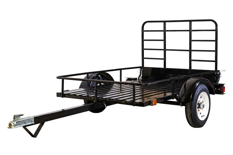 DK2 by Marlon 4x6-ft Single-Axle Black Open Rail Utility Trailer with Ramp Gate, 1314-lb Capacity R9L5