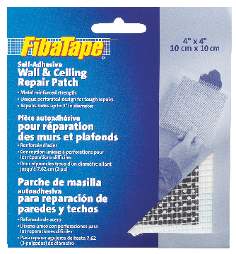 Self-Adhesive Wall & Ceiling Hole Repair Patch For Drywall & Plaster, 4 x 4-in V7V7