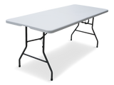 6-ft Portable Indoor/Outdoor Plastic & Metal Folding Table with Handle, White O9Y8 - product image 1