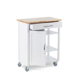 Wood Top Kitchen Utility Storage Cart/Island With Locking Wheels, White J7O4 - product image 1
