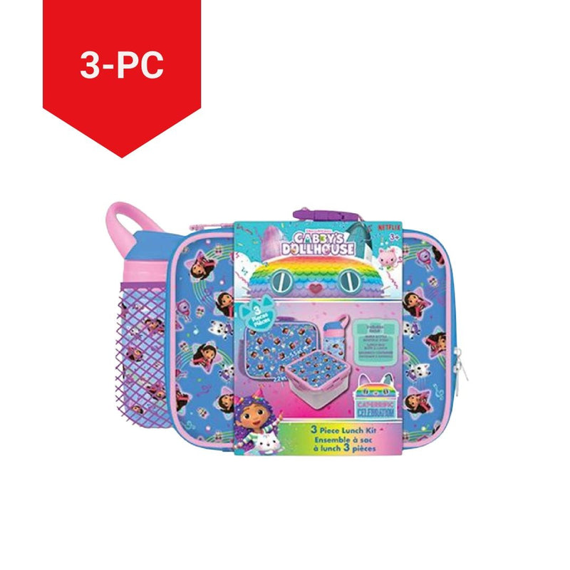 Dollhouse Kids' Insulated Soft Lunch Bag Set with Food Container, Blue, 3-pc D0E3