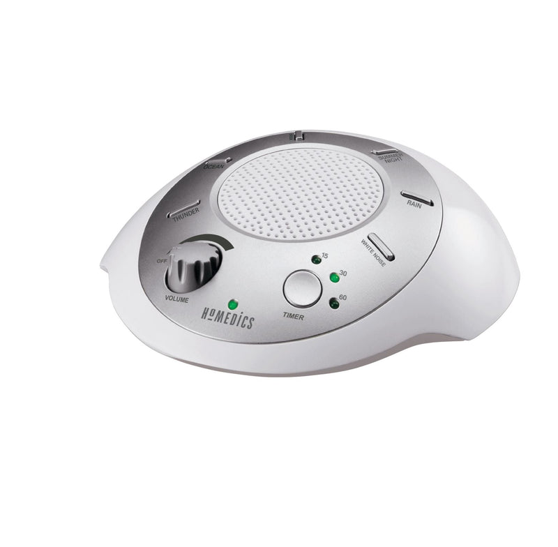 SoundSpa Battery-Operated Portable White Noise Sleep Sound Machine with Auto-Off Timer, White R2R7