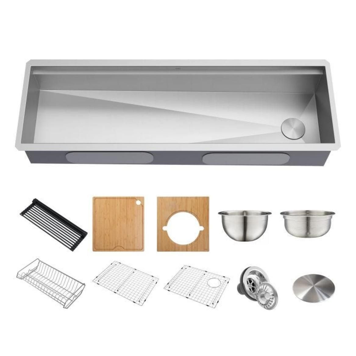 Kore 2-Tier Workstation Undermount 16-Gauge Single Bowl Kitchen Sink with 11-Piece Chef’s Kit, 57-in P3O9 - product image 1