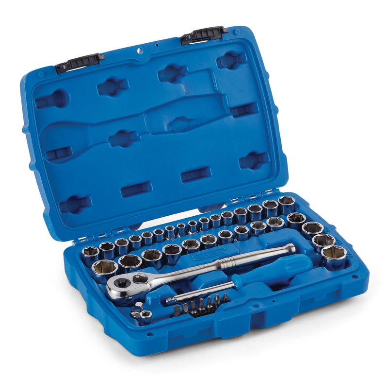 Socket Set, SAE / Metric, CRV, Nickel-Chrome Plating, 41-pc R4J1