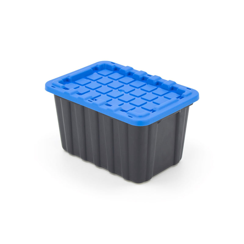 Tiny Heavy Duty Stackable Storage Tote with Lid, Black S8I0