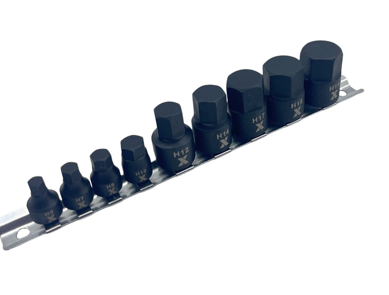 9 Piece Impact Stubby Bit Socket Rail Hex Metric S1U6