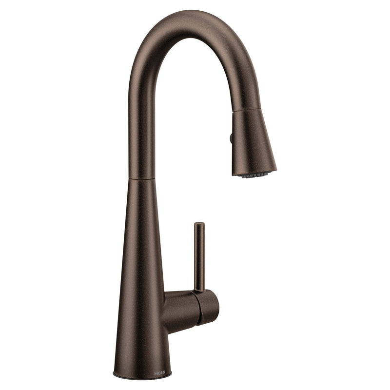 Sleek Single Handle High Arc Pull Down Sprayer Kitchen Faucet, Oil Rubbed Bronze P4T9