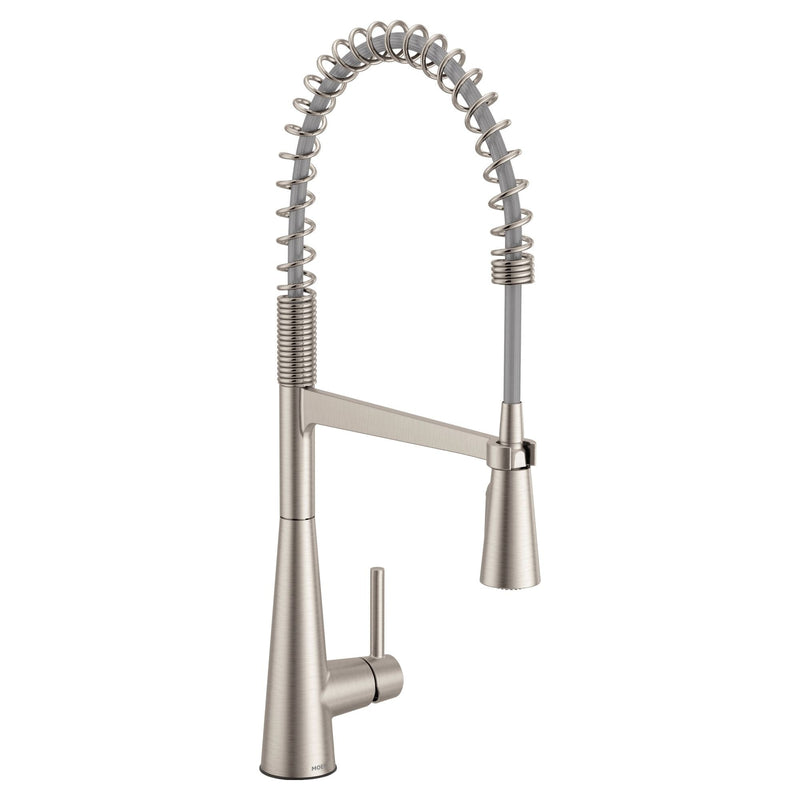Sleek Single Handle Pre-Rinse Spring Pull Down Spot-Resist Kitchen Faucet, Stainless Steel F9Z6