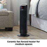 Oscillating Tower Ceramic Heater withRemote Control & Thermostat, 1500W, Black, 24-in N2G2 - product image 6