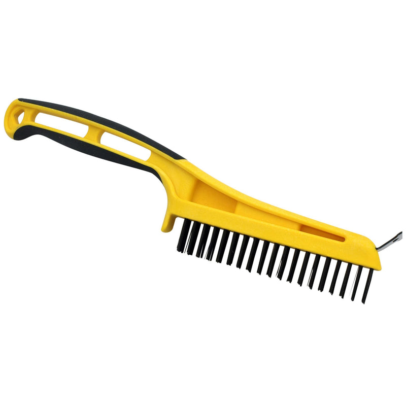 Carbon Steel Wire Bristle Brush with Metal Scraper, Removes Paint/Dirt/Rust H4A5