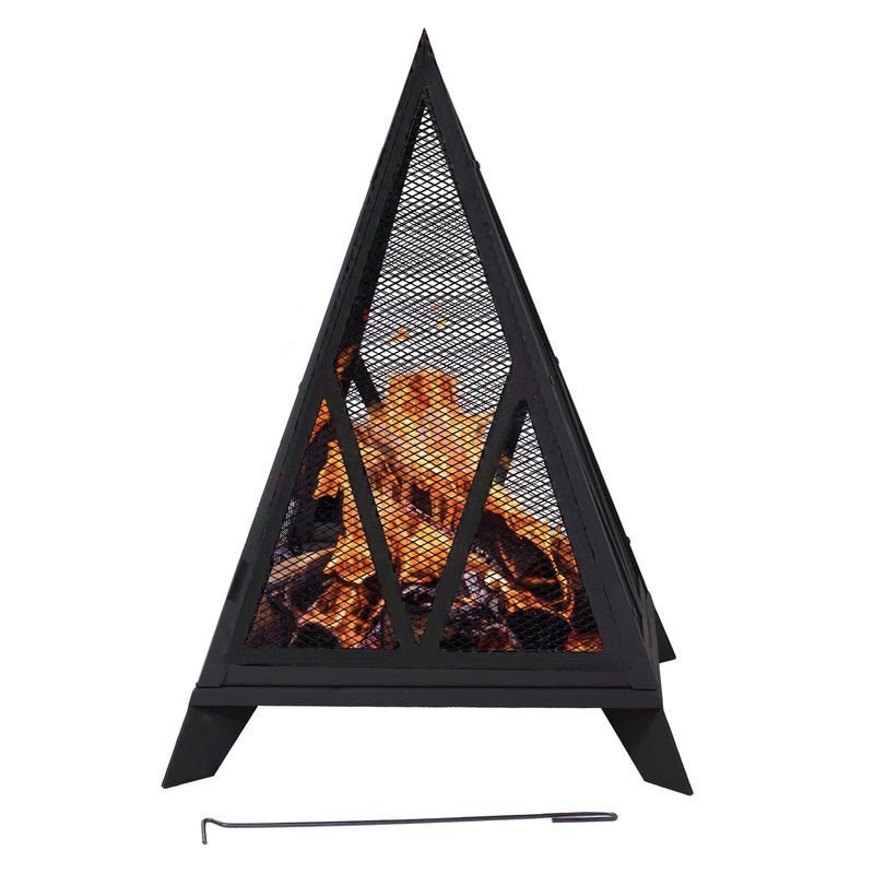 Decor Majestic Pyramid Steel Fire Pit, Black D6V1