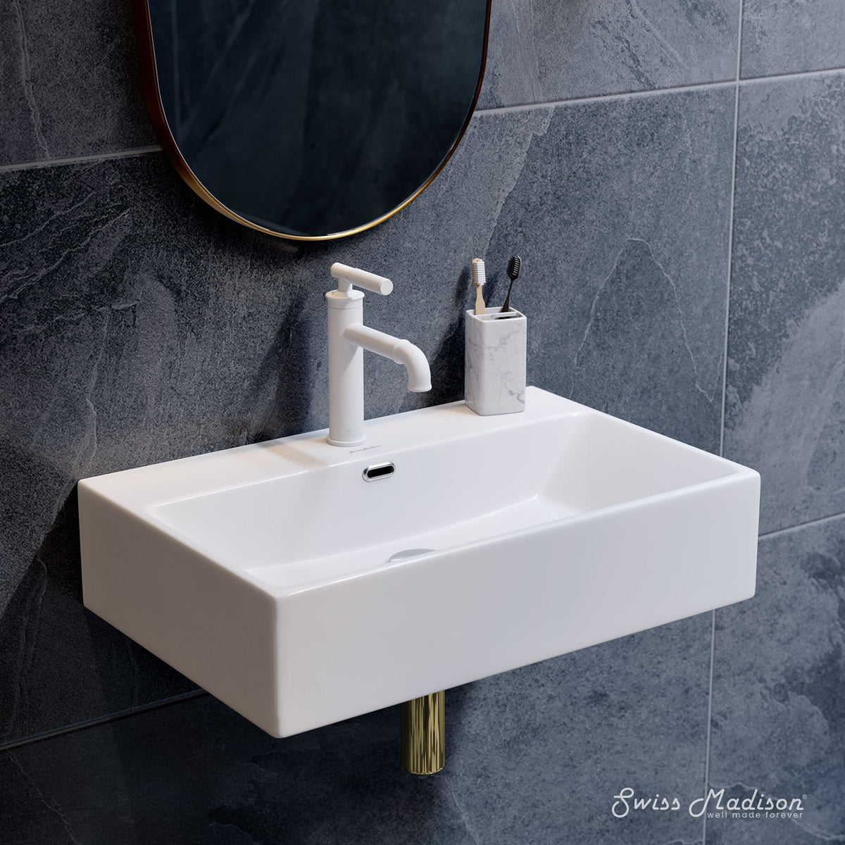 Claire Rectangle Wall-Mount Bathroom Sink, 24-in K8Q5 - product image 6