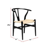 Me Home Wishbone Wood Dining Chair with Woven Seat, Black Z4Y7 - product image 3