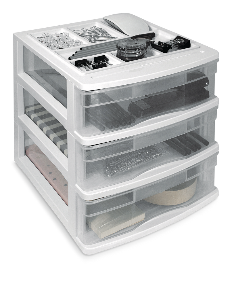 type A Desk Clear White Frame 3-Drawer Storage Tower, 10-in F3O9 - product image 2