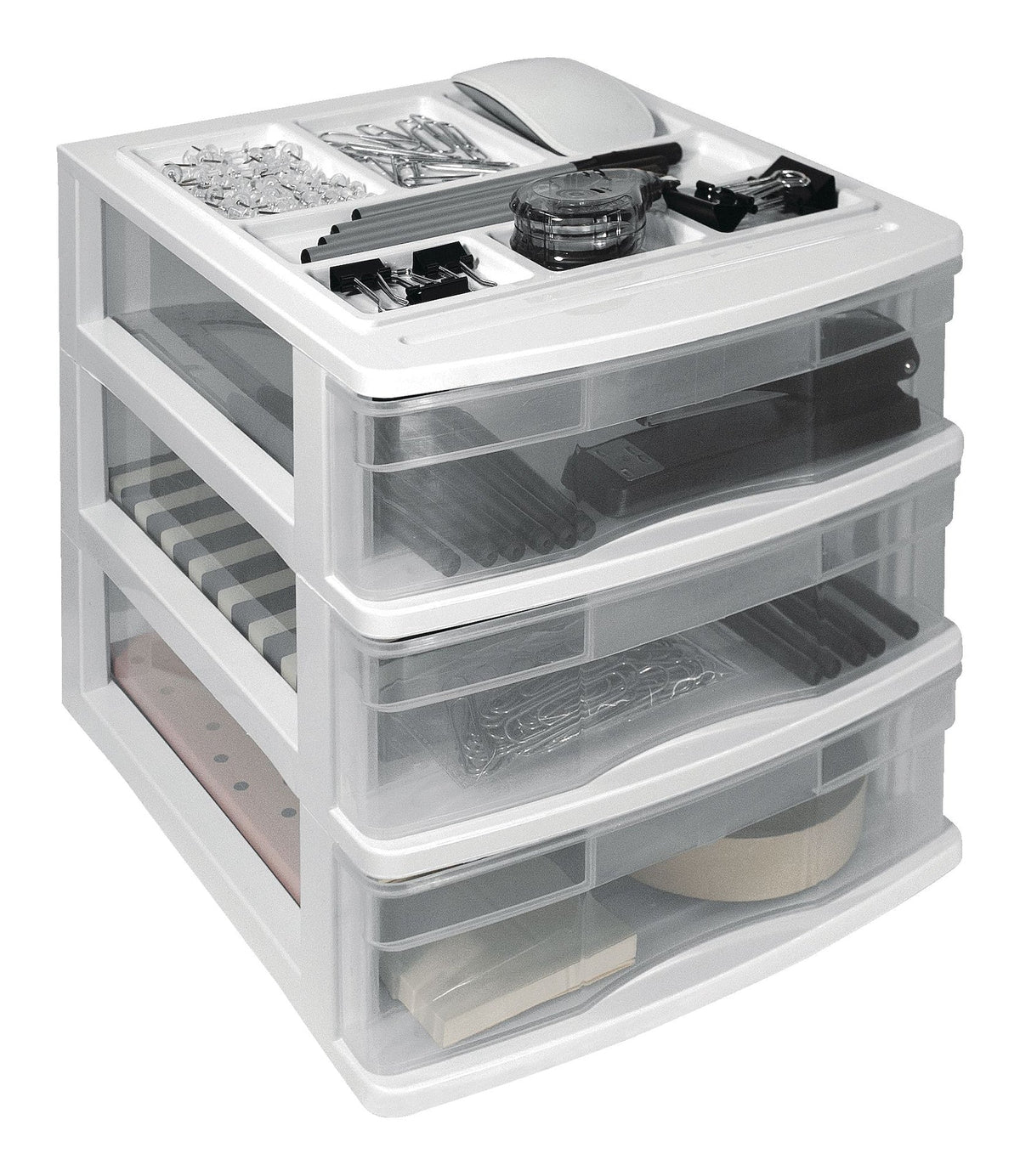type A Desk Clear White Frame 3-Drawer Storage Tower, 10-in F3O9 - product image 3