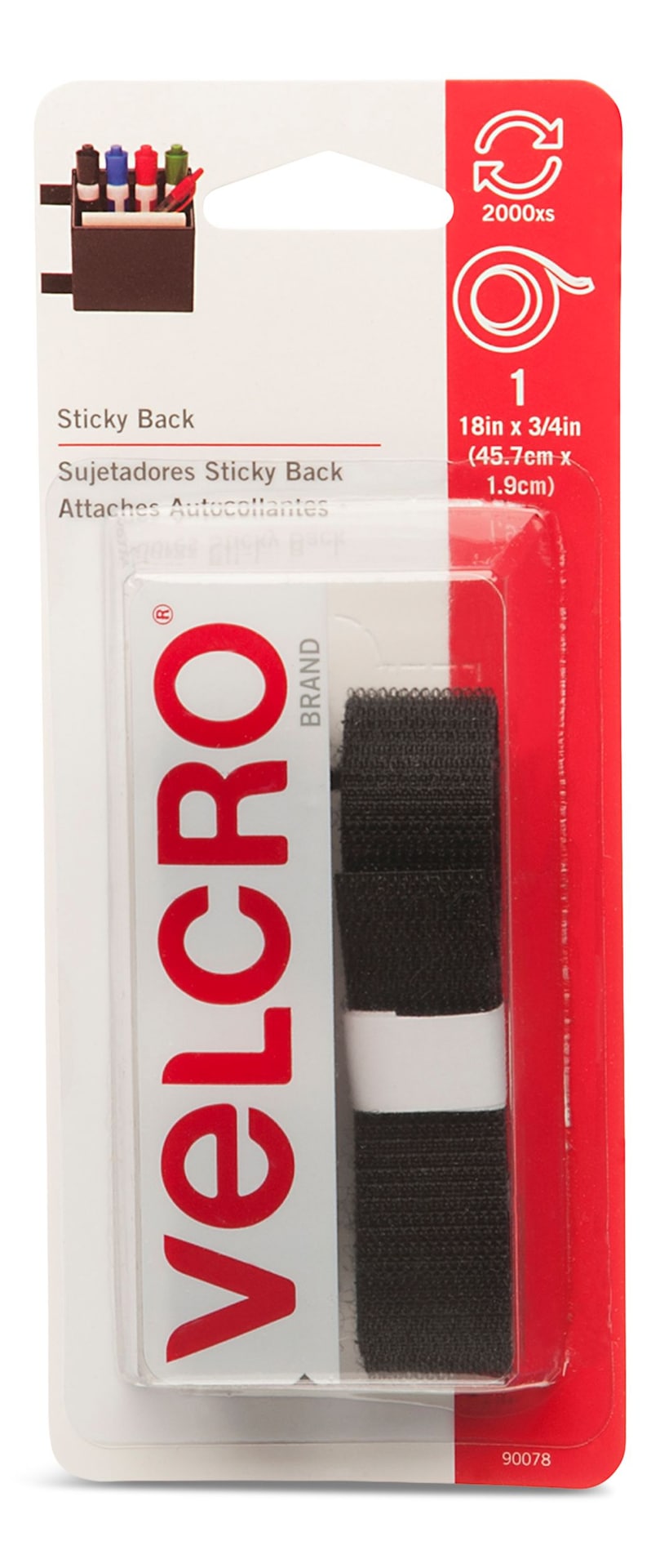 Adhesive General Purpose Sticky Back Tape, Black, 18 x 3/4-in, 1-pk N6S1 - product image 1