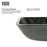 Glass Rectangular Vessel Bathroom Sink/Basin, Grey Onyx F4P7 - product image 3
