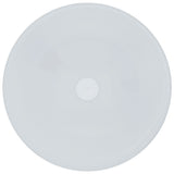 Glass Round Vessel Bathroom Sink/Basin with Rounded Edges & Deep Bowl, White B2J7 - product image 1