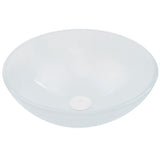 Glass Round Vessel Bathroom Sink/Basin with Rounded Edges & Deep Bowl, White B2J7 - product image 2