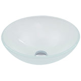 Glass Round Vessel Bathroom Sink/Basin with Rounded Edges & Deep Bowl, White B2J7 - product image 3