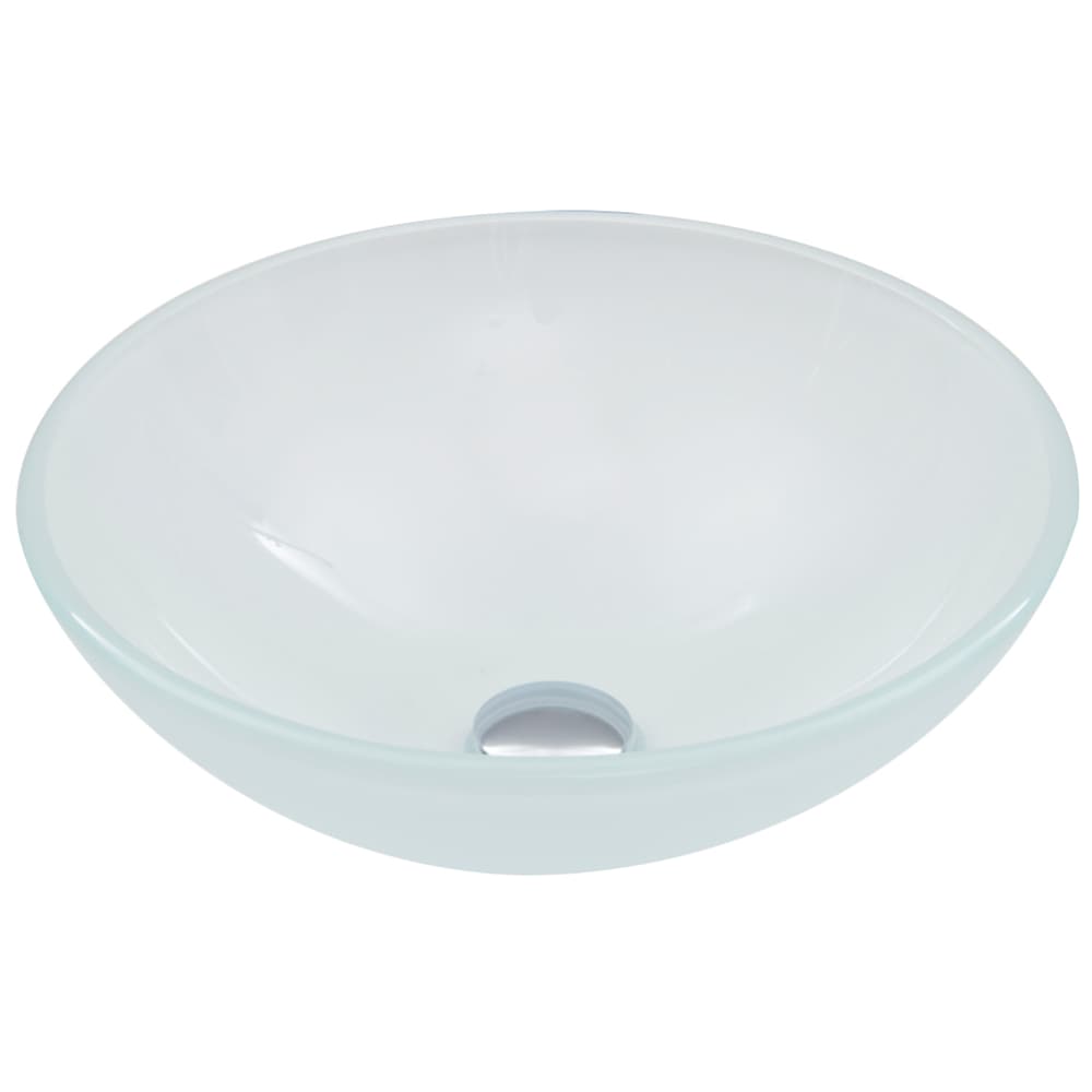 Glass Round Vessel Bathroom Sink/Basin with Rounded Edges & Deep Bowl, White B2J7 - product image 3
