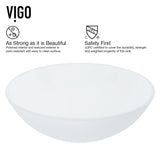 Glass Round Vessel Bathroom Sink/Basin with Rounded Edges & Deep Bowl, White B2J7 - product image 5