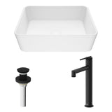 Marigold MatteStone Matte White Bathroom Sink/Basin Set with Sterling Faucet and Rectangular Composite Vessel W8B9 - product image 2
