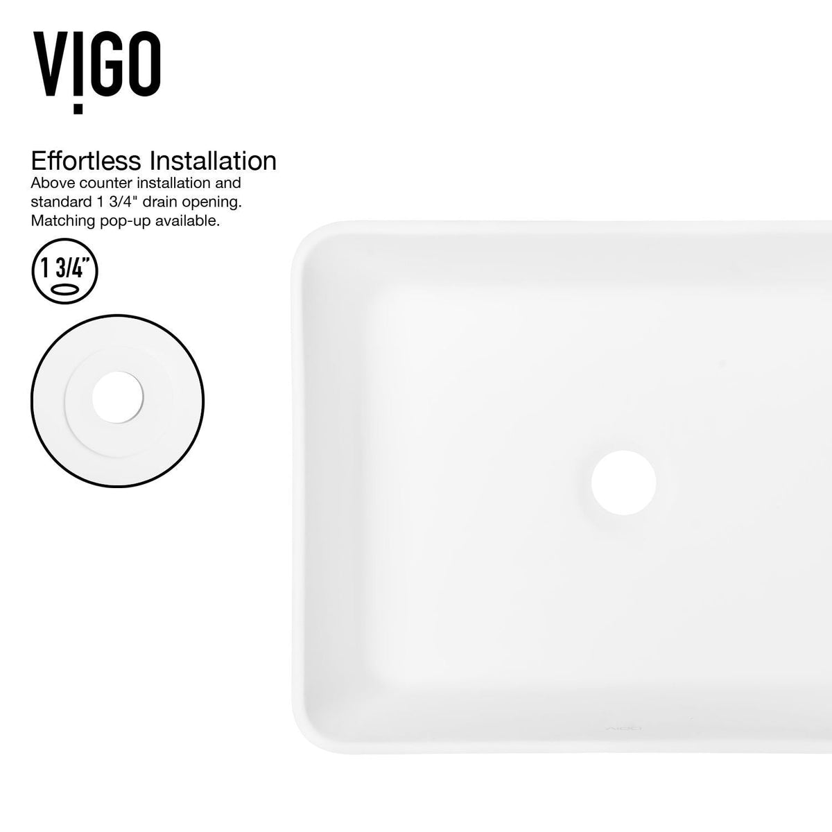 Marigold MatteStone Matte White Bathroom Sink/Basin Set with Sterling Faucet and Rectangular Composite Vessel W8B9 - product image 5