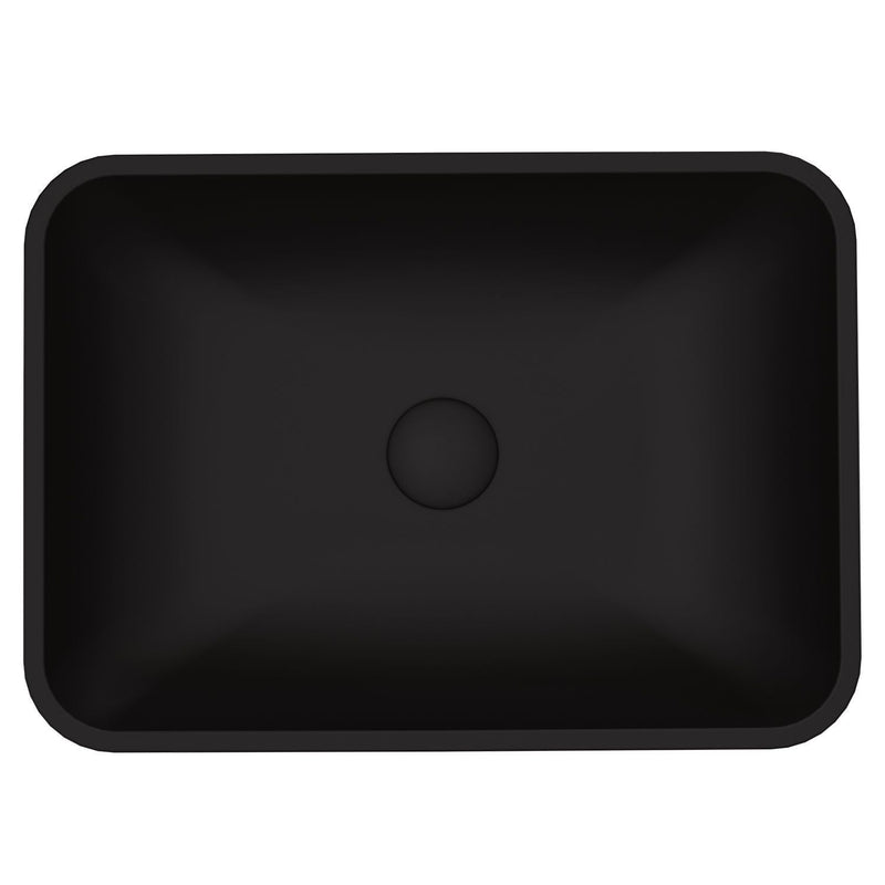 Sottile MatteShell Rectangular Vessel Bathroom Sink/Basin with Deep Bowl, Black W3W8