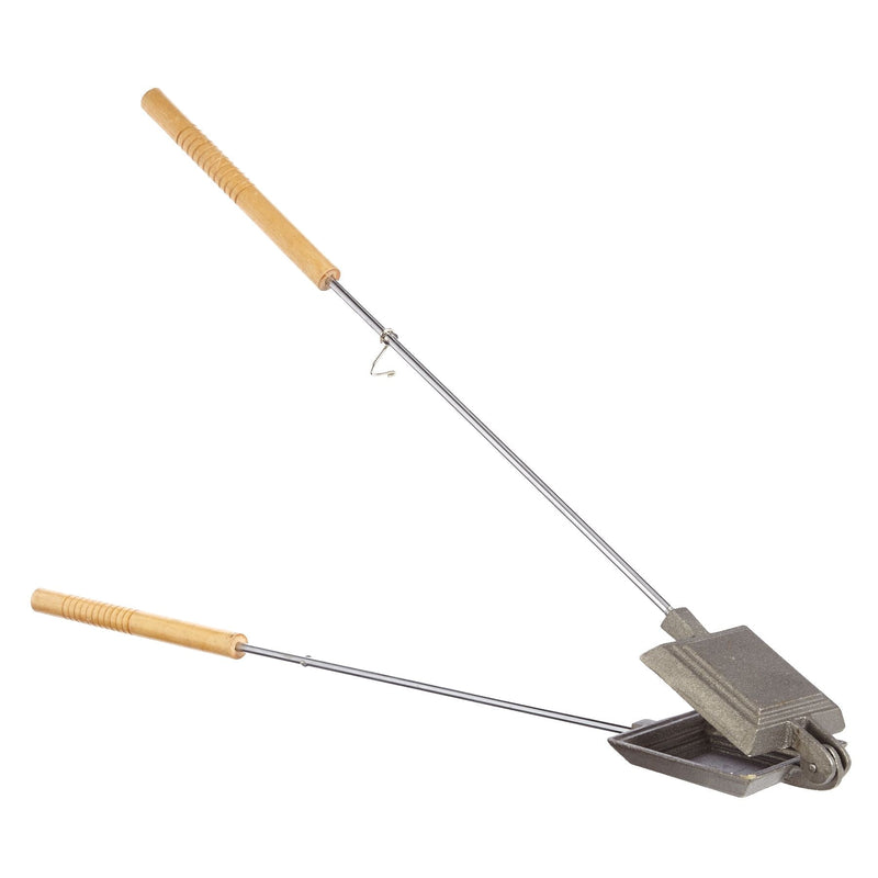Cast Iron Non-Stick Camping Sandwich Toaster with Long Handle, 4x4-in O8A8